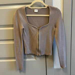 Abercrombie & Fitch Zip-Up Notch Neck Slim Top